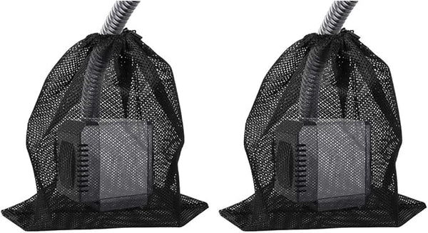 EQINI 2 Pack Pump Barrier Bag, 12.2"*15.9" with Drawstring Pond Mesh Pump Filter Bag for Pond biofilters Aquarium Filtration and Outdoor Swimming Pool Black Media Bags