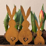 Rusty Rabbit Easter Iron Rabbit Silhouette Garden Plugin Metal Ornament Courtyard Decoration Unique Addition to Outdoor Space (B)