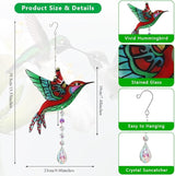 Hummingbird Suncatchers,Stained Glass Window Hanging Ornament,Rainbow Maker Crystal Garden Suncatcher for Outdoor Home Indoor Yard Decoration