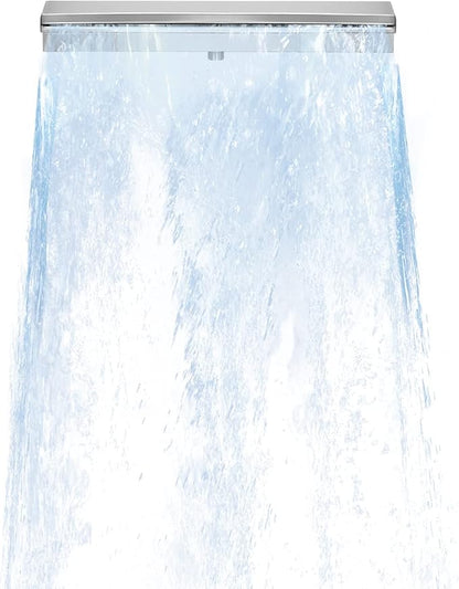 Pool Waterfall Fountains, Stainless Steel Rectangular Pool Waterfall Spillway with Pipe Connector for Indoor/Outdoor Decorative (11.8 Inch)