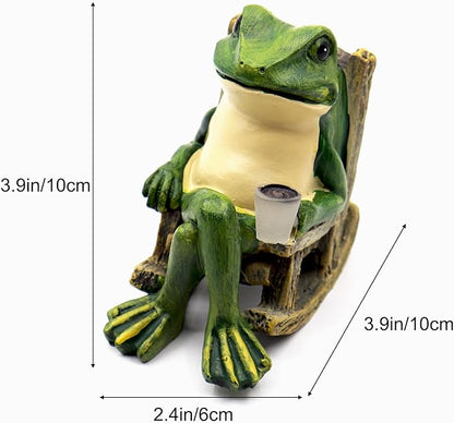 Tirifer Solar Light Frog Garden Statue Creative Frog Figures Fairy Garden Accessories Weatherproof Outdoor Decor for Patio Yard Lawn Ornament, Valentines Day Housewarming Gift