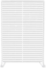 Kozyard Metal Privacy Screen 74" H x 47.2" W Decorative Outdoor Divider with Stand Panels Freestanding Screen Set for Deck Patio Balcony Garden Outdoor&Indoor (White/Horizontal Slat)
