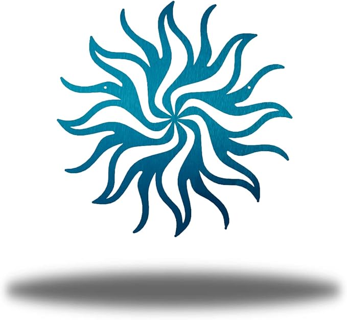 Riverside Designs Tribal Sun Metal Wall Art Steel Decor (Teal, 36" L x 36" W)