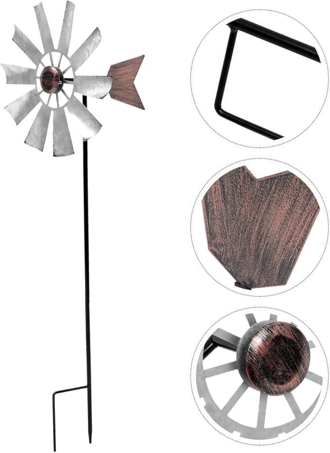 Yardwe Large Metal Windmill Ornament Outdoor Garden Decor Rotatable Wind Spinner with Durable Metal Construction for Lawn Patio Courtyard