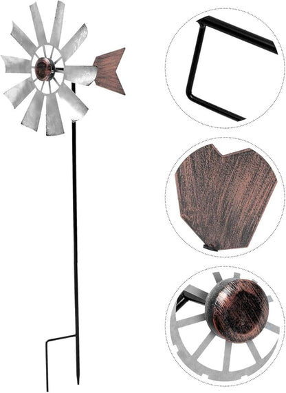 Yardwe Large Metal Windmill Ornament Outdoor Garden Decor Rotatable Wind Spinner with Durable Metal Construction for Lawn Patio Courtyard