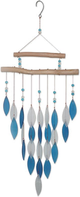 Sunset Vista Designs Windchime - Handcrafted Arrow Falls Sea Glass & Driftwood Wind Chime, 28.25" Long, Blue