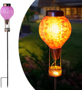 Solar Garden Lights Outdoor with Hot Air Balloon, Stake Garden Lights Solar Waterproof Flickering Lantern Lawn Pathway Patio Decor(Purple)