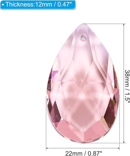 PATIKIL K9 Crystal Pendants Teardrop Beads, 10 Pack 38mm Chandelier Prisms Parts Hanging Beads DIY Lamp for Arts Crafts Decoration, Pink