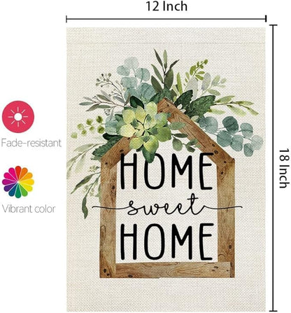 AACORS Eucalyptus Garden Flag 12×18 Inchl Floral Home Sweet Home Decorative Double Sided Holiday Farmhouse Seasonal Outside Decor for Yard AG031
