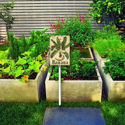 Uptell Vintage Aluminum Banana Fruit Signs Yard Sign with Stake for Garden Fruit Garden Label Stakes Plant Markers for Outdoor Plants Waterproof 7x8.8 inch