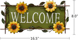 Welcome Sign Metal Hanging Sunflower Signs for Front Door Porch Wall - Rustic Decorative Door Hanger Indoor Outdoor Spring Decoration Wreath Decor (A)