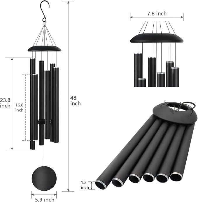 Large Wind Chimes for Outside Deep Tone, Memorial Sympathy Gifts for Loss of Loved One,48" Wind Chime with 6 Heavy Tuned Aluminum Tubes Outdoor Clearance for Garden,Yard,Patio & Lawn