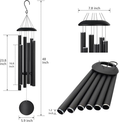 Large Wind Chimes for Outside Deep Tone, Memorial Sympathy Gifts for Loss of Loved One,48" Wind Chime with 6 Heavy Tuned Aluminum Tubes Outdoor Clearance for Garden,Yard,Patio & Lawn