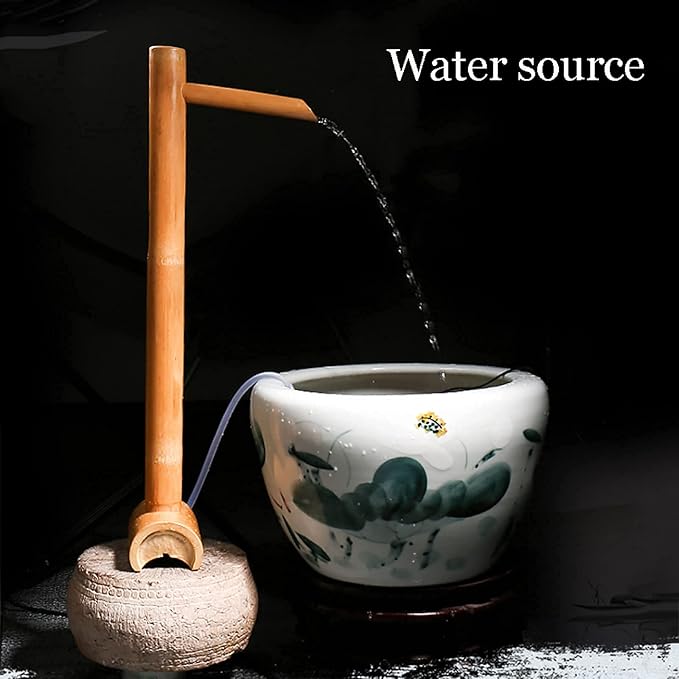 Classic Water Features for The Garden Solar Powered Bird Bath Bamboo Fountain Bamboo Flowing Water Courtyard Decoration Water Features Flowing Water Fish Tank Stone Trough