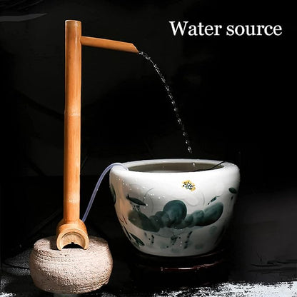 Classic Water Features for The Garden Solar Powered Bird Bath Bamboo Fountain Bamboo Flowing Water Courtyard Decoration Water Features Flowing Water Fish Tank Stone Trough