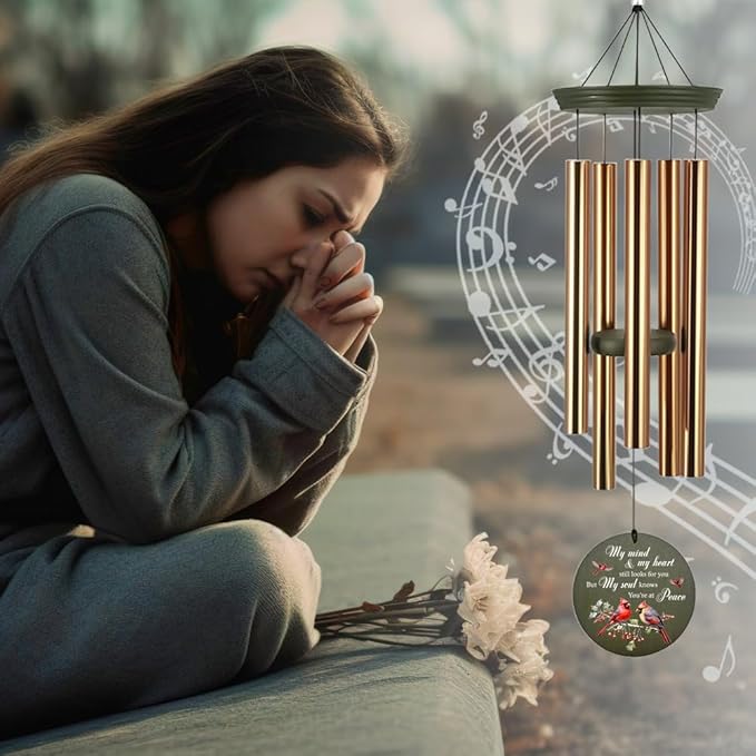 Personalized Sympathy Wind Chime, Memorial Gifts Wind Chimes for Loss of Loved One, Commemorative Sympathy Bereavement Gifts for Condolences/Funeral, Product in USA