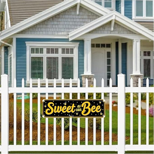Sweet Bee Tin Decor 16 * 4 Inches "Sweet as can Bee" Kitchen/Patio Wall Art - Retro Bee Accent, Honey Decor, Kitchen Metal Sign