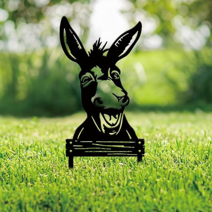 SUPERDANT Metal Donkey Garden Decor for Outside Funny Animals Yard Stakes for Decorations Outdoor Statues Iron Art Stake Decorative Silhouette Lawn Ornament Patio Porch Farmhouse Decoration Gifts