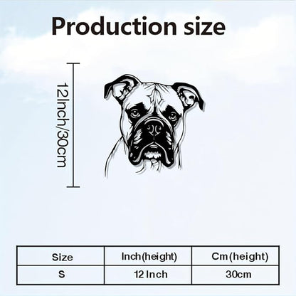Boxer Dog Metal Wall Art - Rustproof Iron Dog Statue Mural for Patio, Fence & Wall Decor, Durable Pet-Themed Home Decoration(30cm/11.81in)