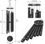 Extra Large Wind Chimes for Outside Deep Tone - Engraved Lines of Aluminum Tubes, Total 50 in Black Deep Tone Wind Chimes, Memorial Sympathy Gifts, Soothing Wind Chime Outdoor Garden Decor