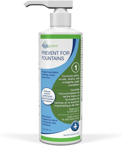 Aquascape PREVENT Water Treatment for Fountains, Waterfalls, Rock and Gravel, Prevent White-scale Buildup, Stains, Foam and Other Unsightly Water Conditions. 8 oounce / 236 ml | 96073
