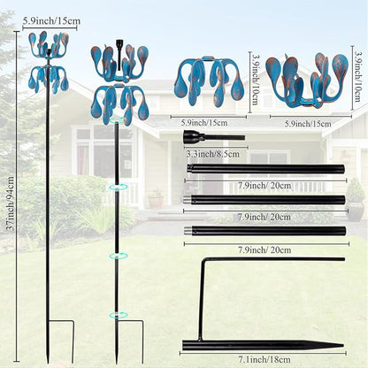 Wind Spinners Outdoor Metal Wind Spinner with Stakes,360 Degrees Rotating Kinetic Wind Sculptures & Spinners for Garden Lawn Backyard Patio Decor
