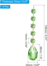 PATIKIL Teardrop Crystal Chandelier Pendants Beads, 5 Pack 135mm Length 38mm Chandelier Prisms Parts Ornaments Hanging Beads for DIY Arts Crafts Decoration, Light Green