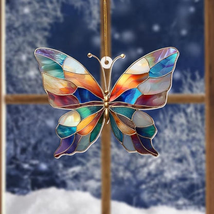 Stained Glass Butterfly Ornament Acrylic – Colorful Suncatcher Window Hanging, Glass Butterfly Decoration for Christmas Tree 2026, Spring Garden Décor, Gifts for Women & Nature Lovers(Sun-04)