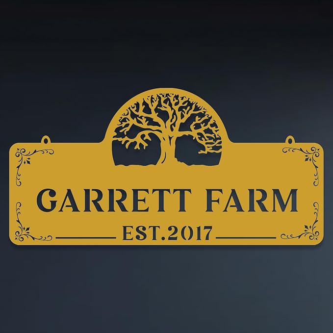 Personalized Metal Farm Sign, Customized Family Name Ranch Sign, Large Last Name Sign for Farmhouse Decoration, Outdoor Farm Wall Art, Welcome Sign, Entrance Gate Sign, Farm Lovers Gift, Garden Decor