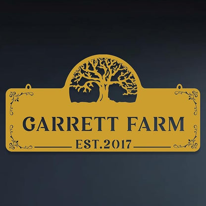 Personalized Metal Farm Sign, Customized Family Name Ranch Sign, Large Last Name Sign for Farmhouse Decoration, Outdoor Farm Wall Art, Welcome Sign, Entrance Gate Sign, Farm Lovers Gift, Garden Decor
