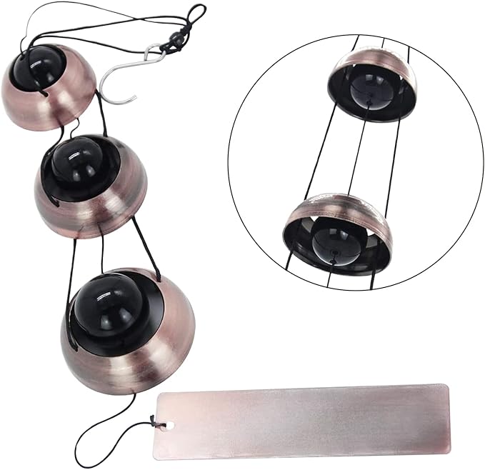 Temple Bells Wind Chimes Large,Red Copper Peace Memorial WindChimes Outdoors,Fengs Shui Japanese Wind Bells for Outside,Sympathy Chime Gift for Mom/Someone Who Loves Peace,Energy Garden Wind Bell