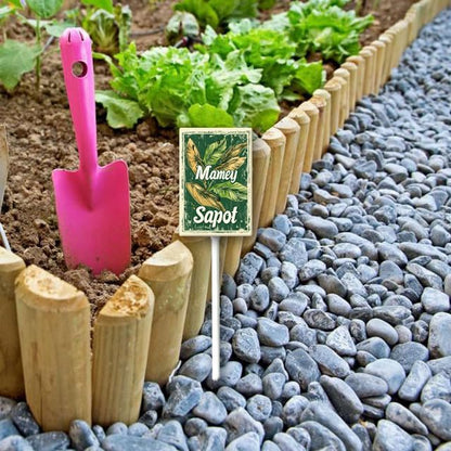 Uptell Vintage Aluminum Mamey Sapot Fruit Signs Yard Sign with Stake for Garden Fruit Garden Label Stakes Plant Markers for Outdoor Plants Waterproof 7x8.8 inch