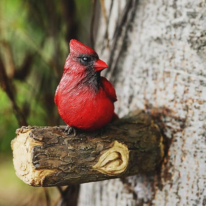 Scicalife Cardinal Garden Decor Red Bird Resin Ornament Hanging on Tree Outdoor Lawn Decorations Hand-Painted Bird Sculpture for Patio and Yard