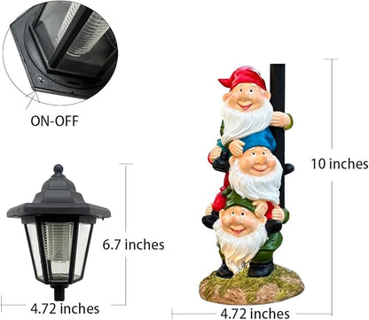Solar Garden Gnomes Statue, Solar Gnomes Figurine Light with Welcoming Signs, for Outdoor Landscape,Lawn Courtyard, Paths Decor - Unique Gift for Grandmothers, Women,Sisters for Birthday