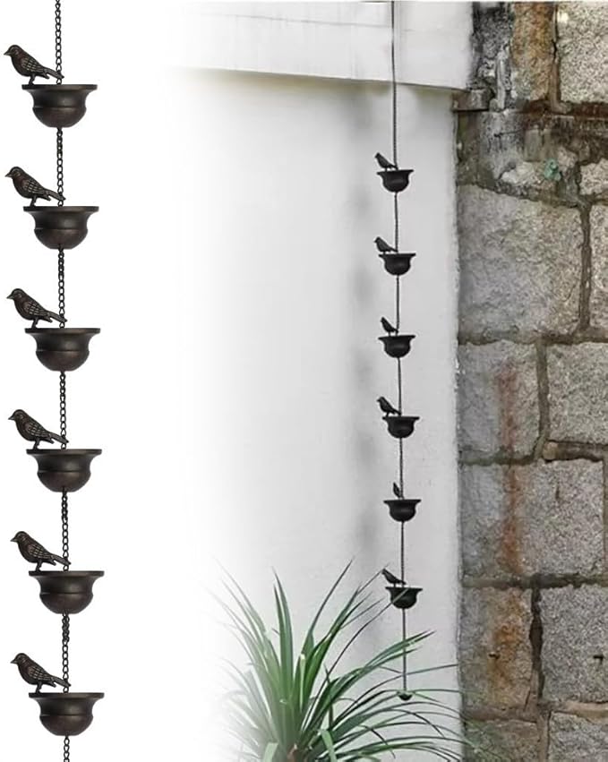 Decorative Metal Bird Rain Chain for Balconies and Porches Transform Your For Outdoor Area into a Relaxing Retreat