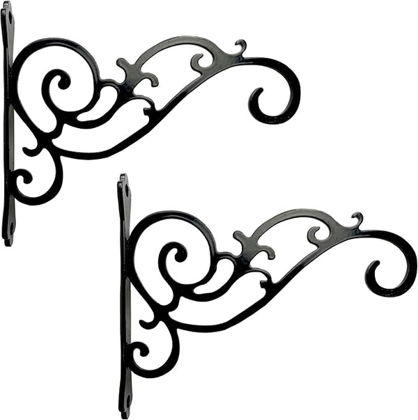 N+A Sunshine Iron Metal Hanging Planter Bracket, 2 Pack Wall Hooks for Hanging Birds Feeders, Latern, Wind Chimes, Coat, Decorative Indoor Outdoor (Black)