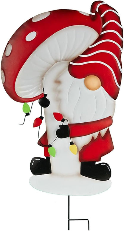 Christmas Gnome Garden Stakes - Mushroom