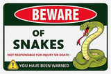 Funny Beware of Dog Sign Private Property No Trespassing Warning Signs, Beware of Snakes, Yard Sign Garage Farm Garden Wall Decor Sign Plaque Outdoor for Home Fence 8 X 12 Inches