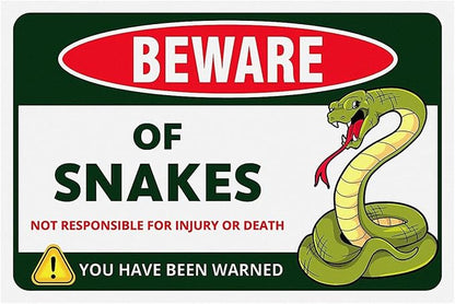 Funny Beware of Dog Sign Private Property No Trespassing Warning Signs, Beware of Snakes, Yard Sign Garage Farm Garden Wall Decor Sign Plaque Outdoor for Home Fence 8 X 12 Inches