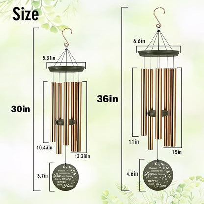 Personalized Memorial Wind Chimes, 36inch Custom Name Sympathy Wind Chime, in Loving Memory for Loss of Loved Dad/Mom, Condolences Gifts, Forever in Heart (Produced in USA)