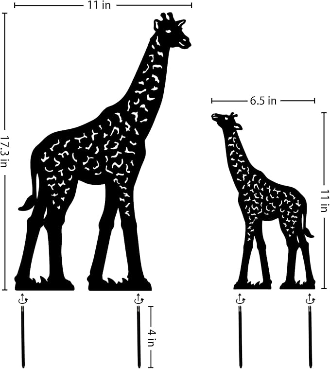 Giraffe Metal Decorative Garden Stakes Giraffe Gifts for Women Men Mom Birthday Gifts Silhouette Statues for Garden Decor, Yard Art, Patio, Outside, Lawn Ornaments, Outdoor Decorations