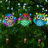 Owl Wind Chimes 3 Pack - Metal Wind Chimes for Outside, Waterproof Rustproof Garden Decor with Hooks, Handcrafted Birthday Gifts for Friends, Patio & Yard Decoration