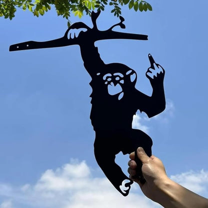 Flipping Off Bigfoot Peeking Animal Metal Sign Funny Middle Finger Yard Art Decor for Tree, Fence, or Corner Outdoor Farmhouse Garden Ornament for Home or Cabin Decoration (#M, 15IN)