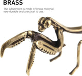 Metal Mantis Brass Praying Mantis Mini Fairy Garden Animal Figurines Lawn Patio Tree Ornaments Sculpture Micro Landscape Ornaments for Backyard Desk