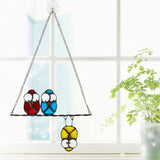 Double-Side High Stained Glass Suncatcher Panel, Multicolor Owls Suncatcher for Windows Doors Room Home Decoration Hummingbird Ornamentand Gifts for Bird Lovers Owl Gifts for Mom,Grandma(red)