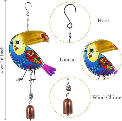 Wind Chimes for Outside, Toucan Metal Wind Chimes 3 Pack - Waterproof Rustproof Garden Decor, for Friends & Family