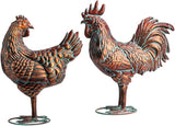 Metal Chicken Decor for Yard and Garden Large Rooster & Hen Garden Statues & Sculptures Antique Copper Outdoor Chickens Yard Art for Backyard Patio Lawn Home Kitchen Farmhouse Decorations
