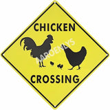 Chicken Crossing Sign Metal Tin Sign Farm Organic Country Yard Sign Backyard Garage Cave Office Outdoor Home Decor Wall 12x12 Inch