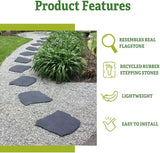 Gardener's Supply Company Flagstone Recycled Rubber Stepping Stone For Garden Walkway | Outdoor Patio Decor & Lawn Pathway Landscaping Stepping Blocks | Eco-Friendly Recycled Rubber - 17"W X 1/2 Thick