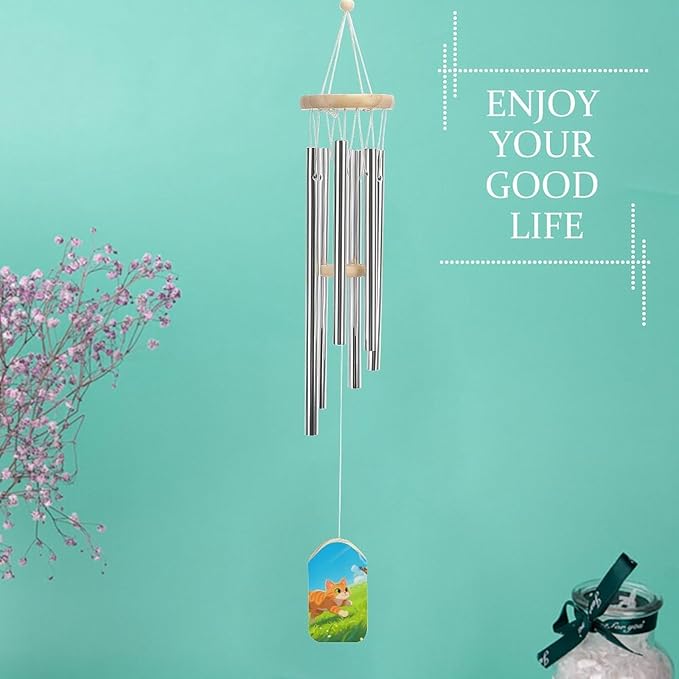 Wind Chimes for Outside Metal Wind Chimes Cats and Butterflies Garden Backyard and Patio Decoration